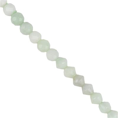 90cts Type A Green Jadeite Faceted Rounds & Bicones, Approx 6mm, 38cm strand 