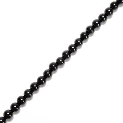 140cts Black Spinel Plain Rounds, Approx 6mm, 38cm Strand