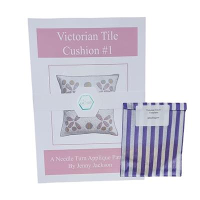Jenny Jackson's Victorian Tile #1 Needle Turn Applique Cushion Pattern with Ready To Use Pre Cut Card Templates
