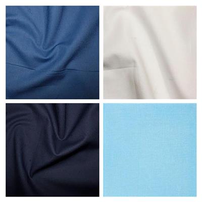 Whites & Blue 100% Cotton Fabric Bundle (2m) Save £2