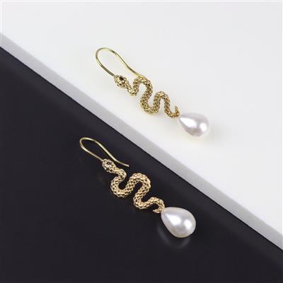 Gold Plated 925 Sterling Silver Serpent Earrings with End Loop Approx 28mm