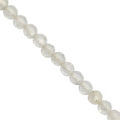 27cts Natural White Topaz Gemstone Faceted Rounds Approx 3mm, 31cm Strand 