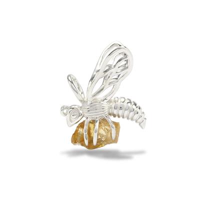 925 Sterling Silver Bee Pendant, with Citrine, Pendant, Approx 20mm 