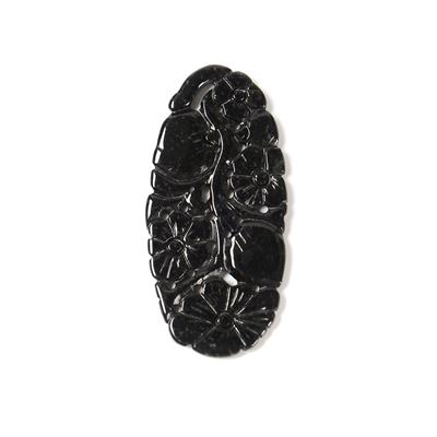 10cts Type A Black Jadeite Carving Pendant Approx 20x40mm