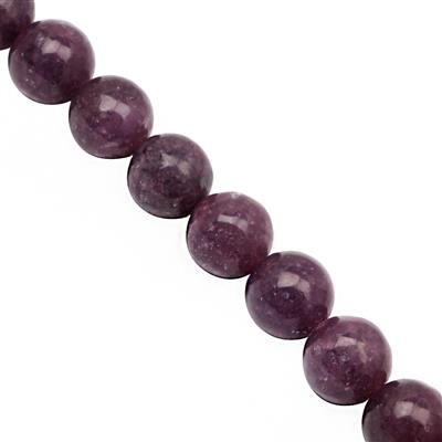 230cts Lepidolite Smooth Round Approx 10mm, 30cm Strand
