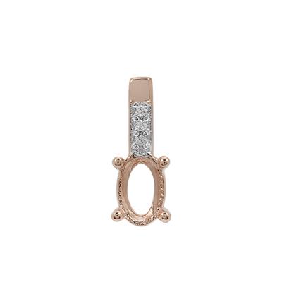 Rose Gold Plated 925 Sterling Silver Oval Pendant Mount (To fit 6x4mm gemstones) Inc. 0.02cts White Zircon Brilliant Cut Round 1mm - 1Pcs
