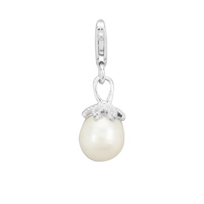 925 Sterling Silver Clip-On White Freshwater Pearl, Approx 23x8mm
