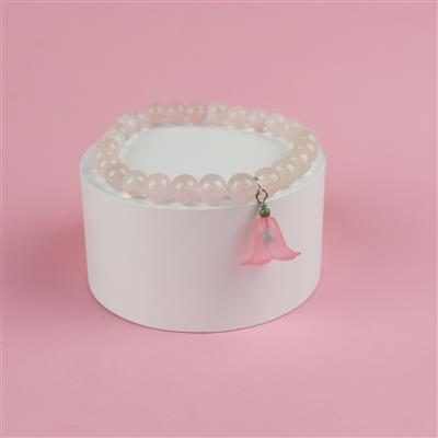 65cts Rose Quartz Smooth Rounds Approx 6 to 8mm - Stretchable Bracelet 