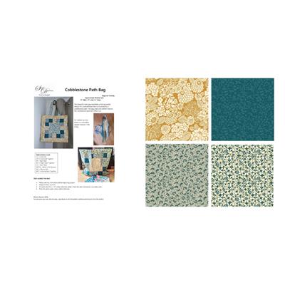 Suzie Duncan's Liberty Jade & Mustard Cobblestone Bag Kit: Instructions & FQ's (4pcs) 