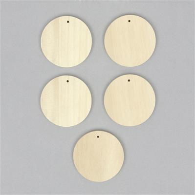 Pangantun White Wood Round Pendant Approx 45x5mm (5pcs)