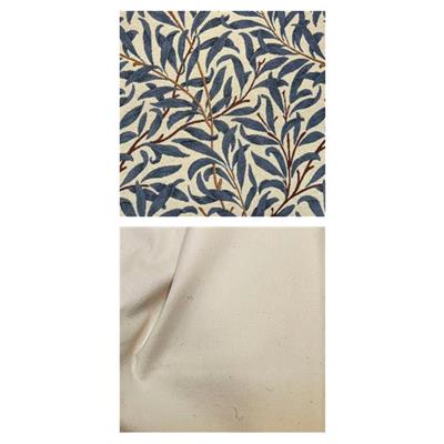 William Morris Willow Bough Azure Tapestry & 100% Cotton Natural Seeded Fabric Bundle (1m)