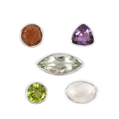 7.35cts Mixed Gemstone Collets 5pcs Triangle, Round, Oval, Marquise & Round