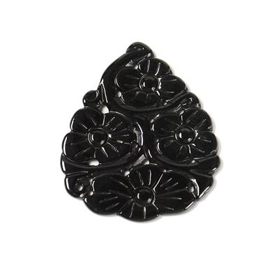 15cts Type A Black Jadeite Carving Pendant Approx 35x40mm