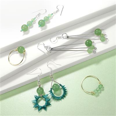 360cts Green Aventurine Plain Rounds Approx 4mm, 6mm, 8mm, 38cm Strand Set of 3 With Instructions By Ellie Gallagher