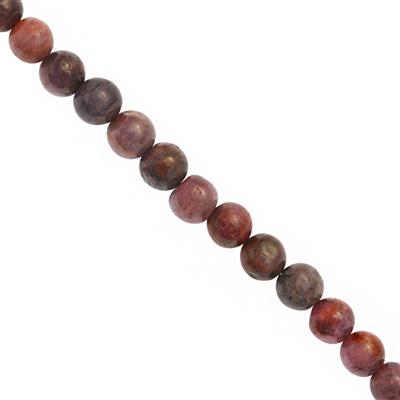 110cts Natural Indian Ruby Plain Rounds Approx 5mm to 7mm, 25cm Strand 