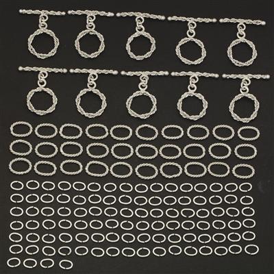 925 Sterling Silver Plated Base Metal Rope Chainmaille Kit (140 pcs)