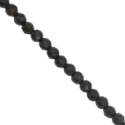 Black Jet Faceted Round Approx 4mm, 20cm Strand