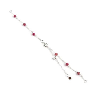 925 Sterling Cable Chain Ruby Open Bracelet with 5cm Slider Extender Chain