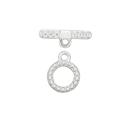 925 Sterling Silver Gem Set Toggle Clasp with White Topaz, Approx 15x18mm 