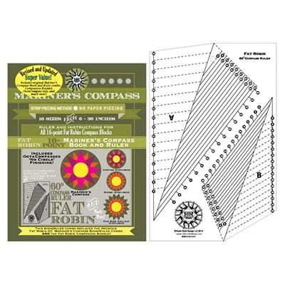 Robin Ruth Fat Robin 16 Point Mariner's Compass Book and Ruler Combo 