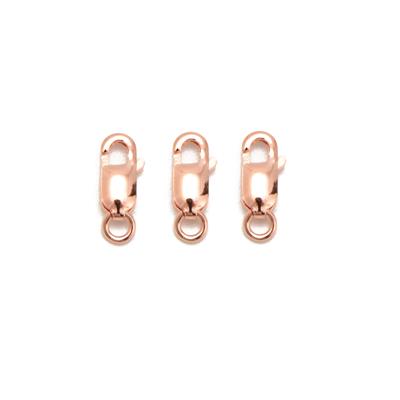925 Rose Gold Plated Sterling Silver Lobster Claw Clasps Approx 9mm (3pcs)