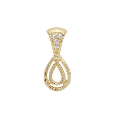 Gold Plated 925 Sterling Silver Pear Pendant Mount (To fit 6x4mm gemstone) Inc. 0.05cts White Zircon Brilliant Cut Round 1.20mm - 1pcs