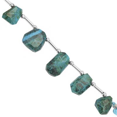 50cts Chrysocolla Faceted Tumble Corner Drill Approx 10x9 to 15x12mm,10cm Strand With Spacers