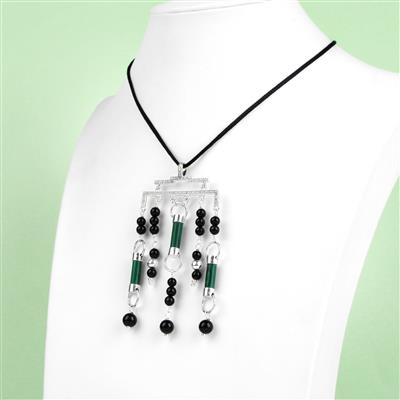  925 Sterling Silver White Topaz Pendant Frame, Malachite Gemstone Link & Black Onyx Project With Downloadable Instructions By Debbie Kershaw