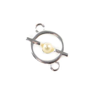 925 Sterling Silver Connector with White Freshwater Cultured Pearl Approx 3mm