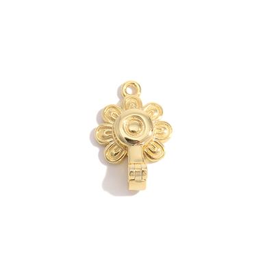 Gold Plated 925 Sterling Silver Flower Foldover Magnetic Clasp Approx 17x11mm 