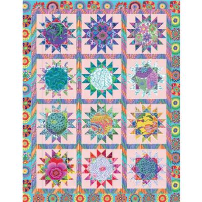 Kaffe Fassett Flowers And Sunshine Blue Quilt Kit 157 x 201cm