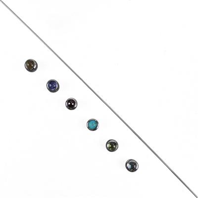 6.77cts Garnet, Turquoise, Citrine, Peridot, Sky Blue Topaz & Tanzanite With 925 Sterling Silver Slider Bead & Snake Chain Approx 150cm