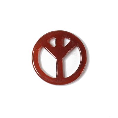 15cts Red Agate Peace Sign, Approx 30mm