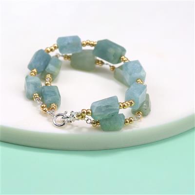 Pure Along - Aquamarine Faceted Tumbles & 1m 925 Sterling Silver Wire 0.4mm
