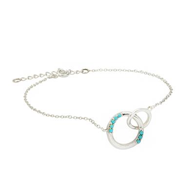 925 Sterling Silver Bracelet with Sleeping Beauty Turquoise, Approx 22cm