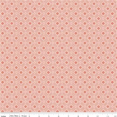 Katherine Lenius Tea With Bea Coral Square Spotted Fabric 0.5m