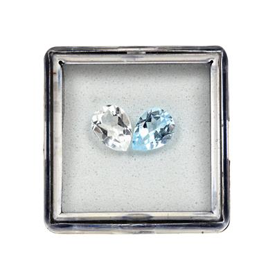 2cts Sky Blue Topaz & White Topaz Brilliant Pear Approx 8x6mm Pack of 2 