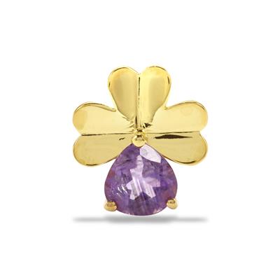 Gold Plated 925 Sterling Silver Clover Pendant with Amethyst, Approx 14mm