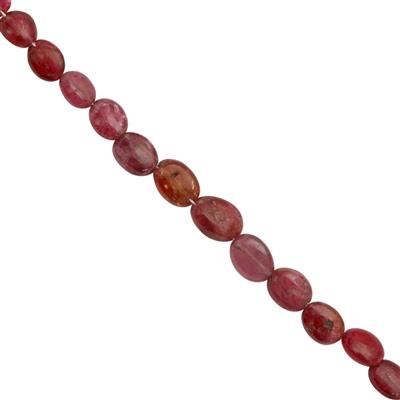 15cts Tanzanian Red Spinel Smooth Oval Approx 4x2 to 6x5mm, 14cm Gemstone Strands