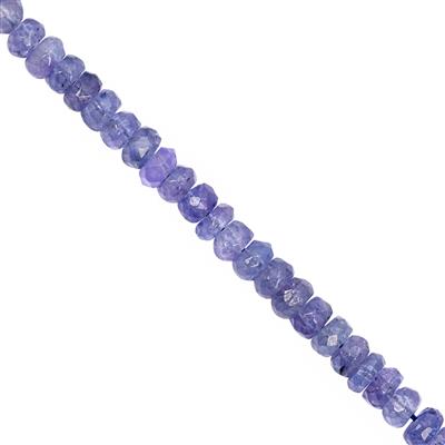 48cts Tanzanite Faceted Rondelle Approx 3.5x1.5 to 4.5x2.5mm, 21cm Strand