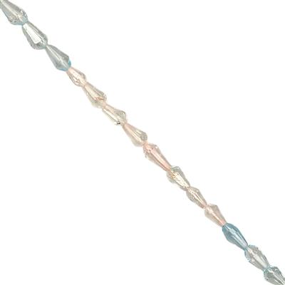 4cts Multi Aquamarine Faceted Raindrops Approx 2.5x1.5 to 5x2.5mm, 19cm Strand With Spacers