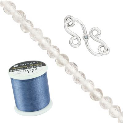 925 Sterling Silver Blue Diamond S-Clasp & Clear Quartz Project With Instructions By Carol Vickers