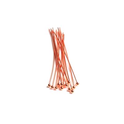 JM Essential 925 Rose Gold Plated Sterling Silver Ball Head Pins - 50mm 22 Gauge/0.64mm - (20pcs)