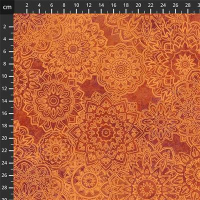 Stonehenge Marrakech Collection Two Tone Blooms Geo Burnt Fabric 0.5m