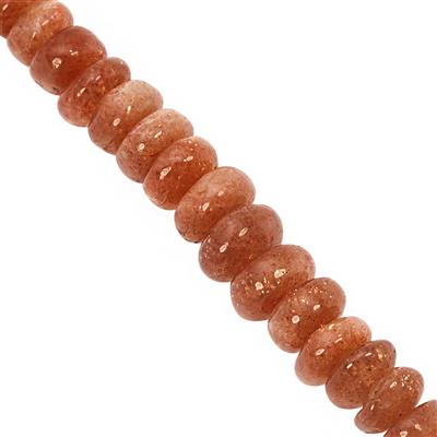 110cts Sunstone Smooth Rondelle Approx 4x3 to 10x6.5mm, 21cm Strand