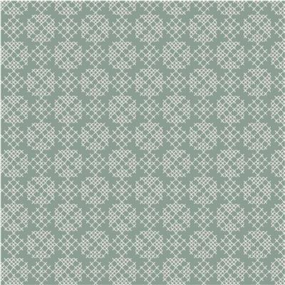 Lewis & Irene Folk Floral Cross Stitch Sage Fabric 0.5m