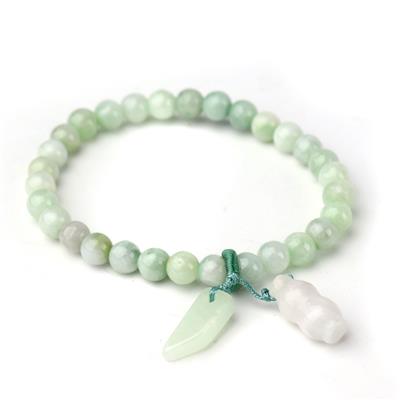 50cts Type A Green Jadeite Plain Rounds Approx 6 x6 to 6 x 15mm 18cm Strands with 2 Charms