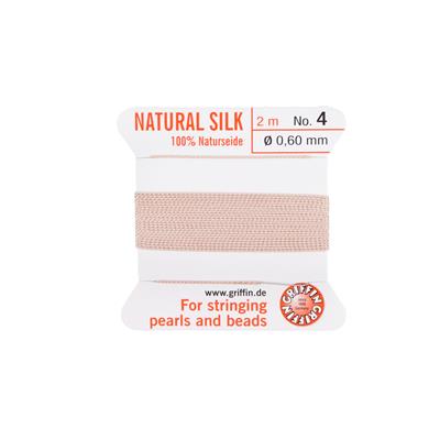 Light Pink Silk Thread, Size 04 (.6mm, .024 in) - with needle, 2m (6.5ft)