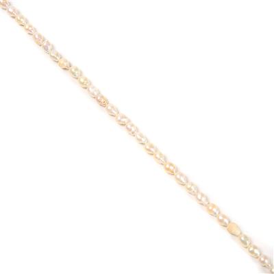 White Freshwater Drop Pearls, Approx 6-8mm, 38cm Strand