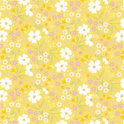 Lewis & Irene Cassandra Connolly Joys Of Spring Collection Songs of Spring Sunshine Yellow Fabric 0.5m